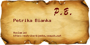 Petrika Bianka névjegykártya